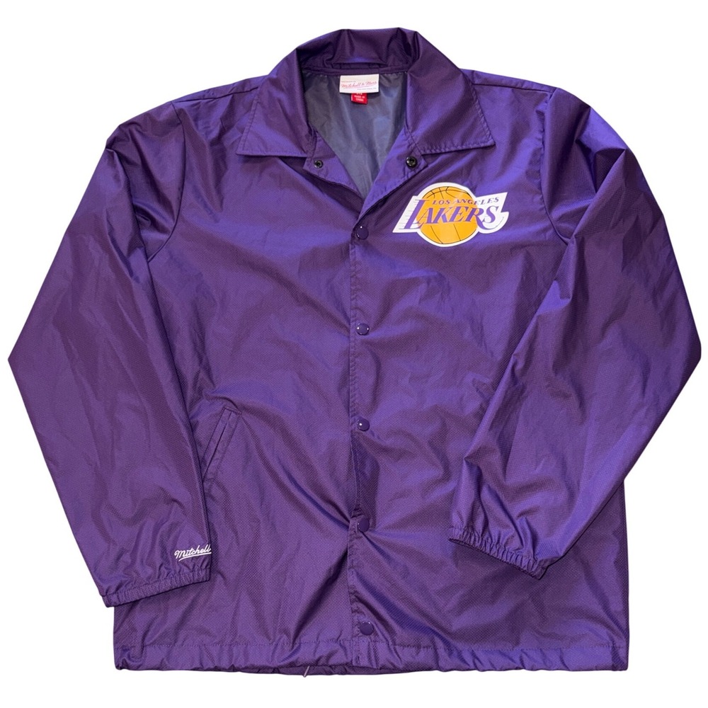 Mitchell & Ness Los Angeles Lakers Coaches Jacket Purple Mens Medium NBA Ripstop